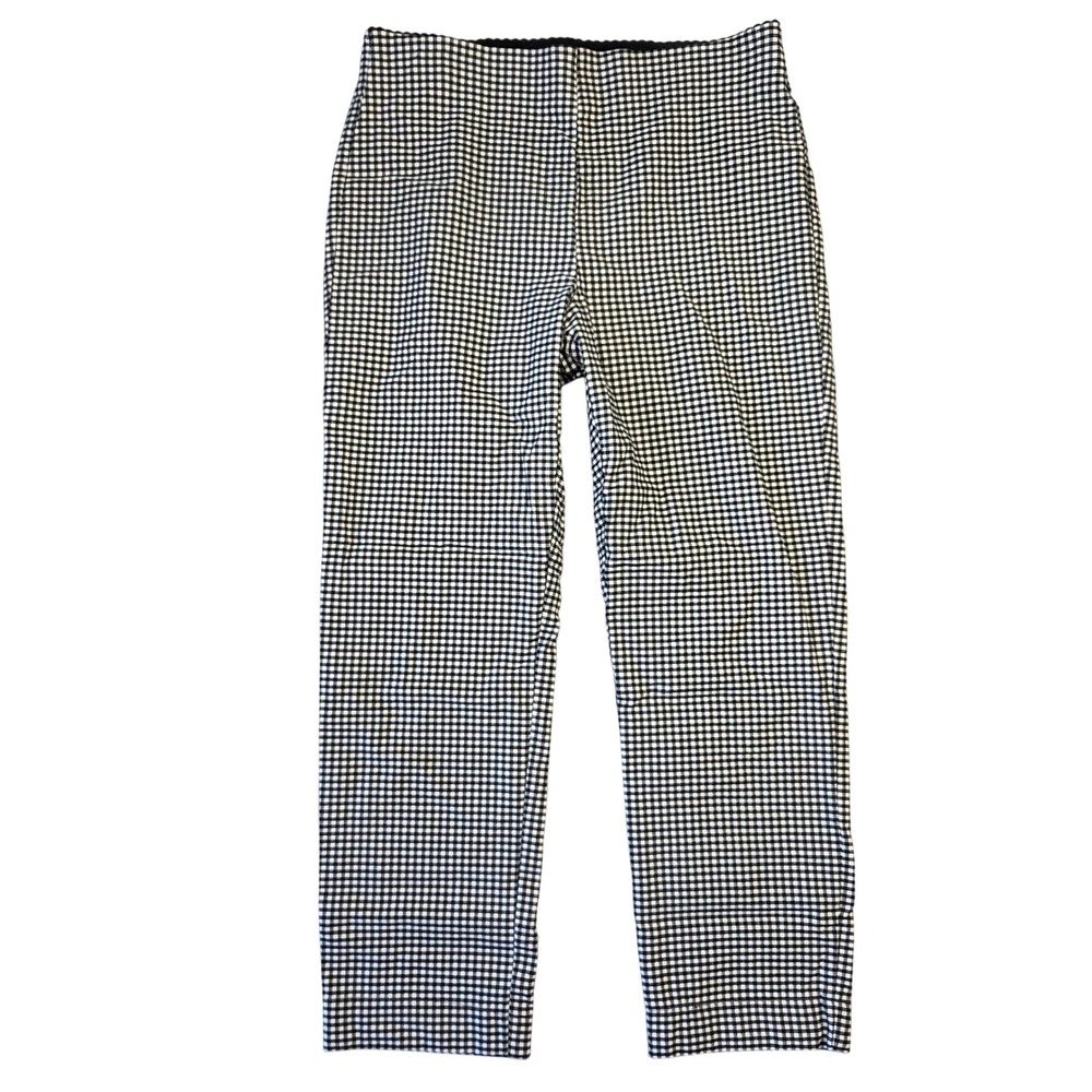 ELLE Skinny Ankle Pants Womens M Gingham Black White Casual Cottagecore Cute